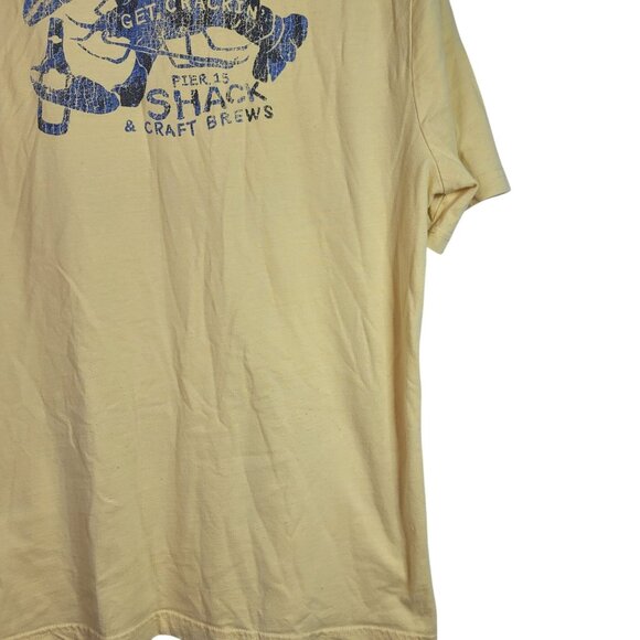 Izod Saltwater Short Sleeve TShirt Yellow Large Eddies Lobster Shack Get Cracked - Picture 7 of 7